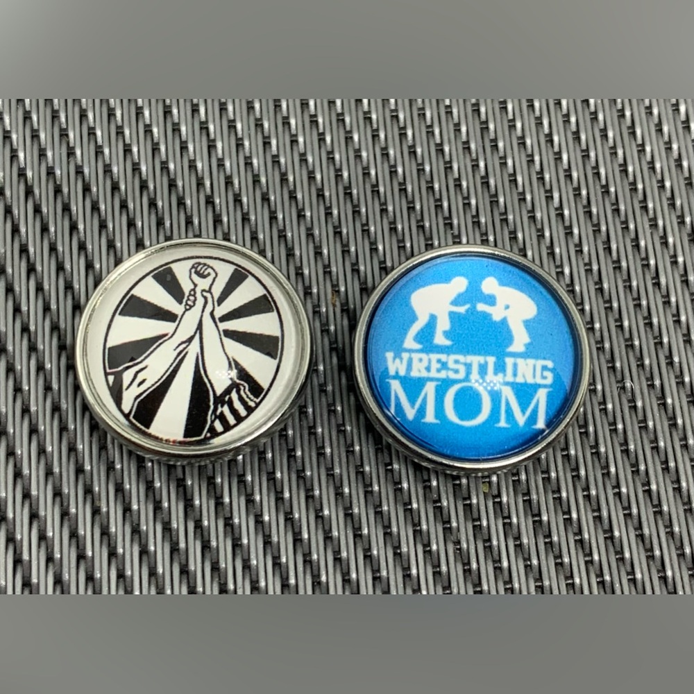 Wrestling Snap Button Charm Set of 2